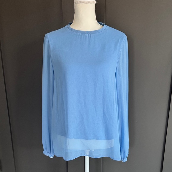 Zara Light Blue Long Sleeve Blouse - Picture 1 of 10